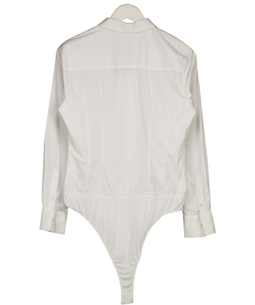 Avirate White Fitte Shirt Bodysuit UK M