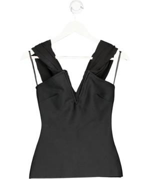 Karen Millen Black Figure Form Bandage Knit Woven Top UK XS