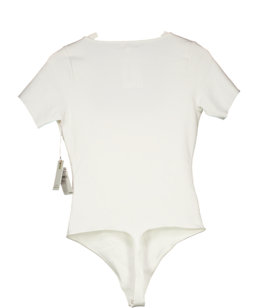 Good American White Scuba T-shirt Bodysuit UK M