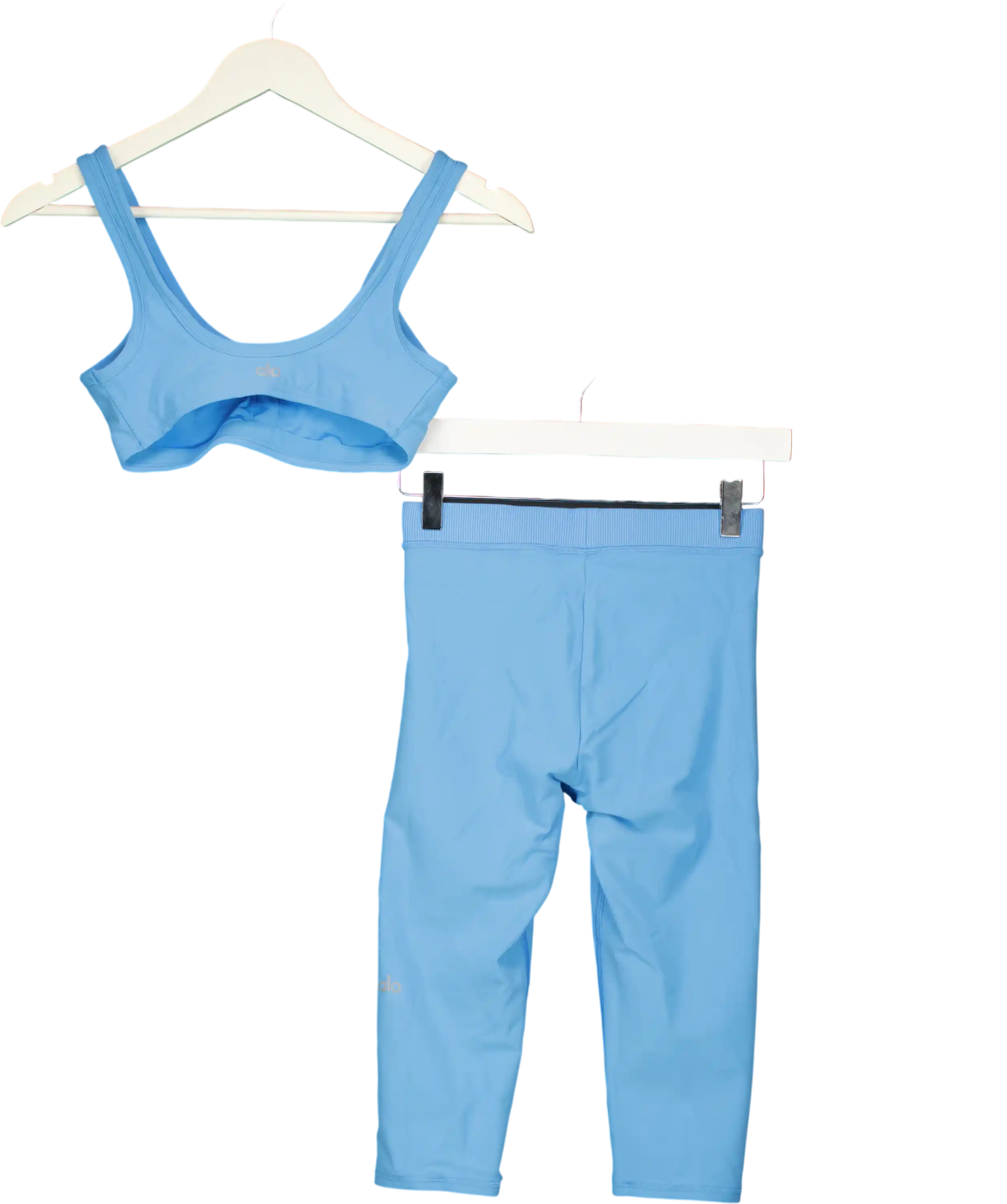 alo yoga Blue Center Stage Bra With High-waist Iconic 90's Capri's UK XS