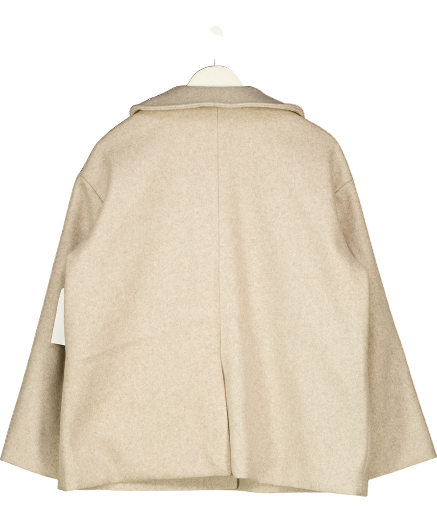 SISTERS & SEEKERS Beige Matilda Button-up Collared Felt Coat Jacket UK XS