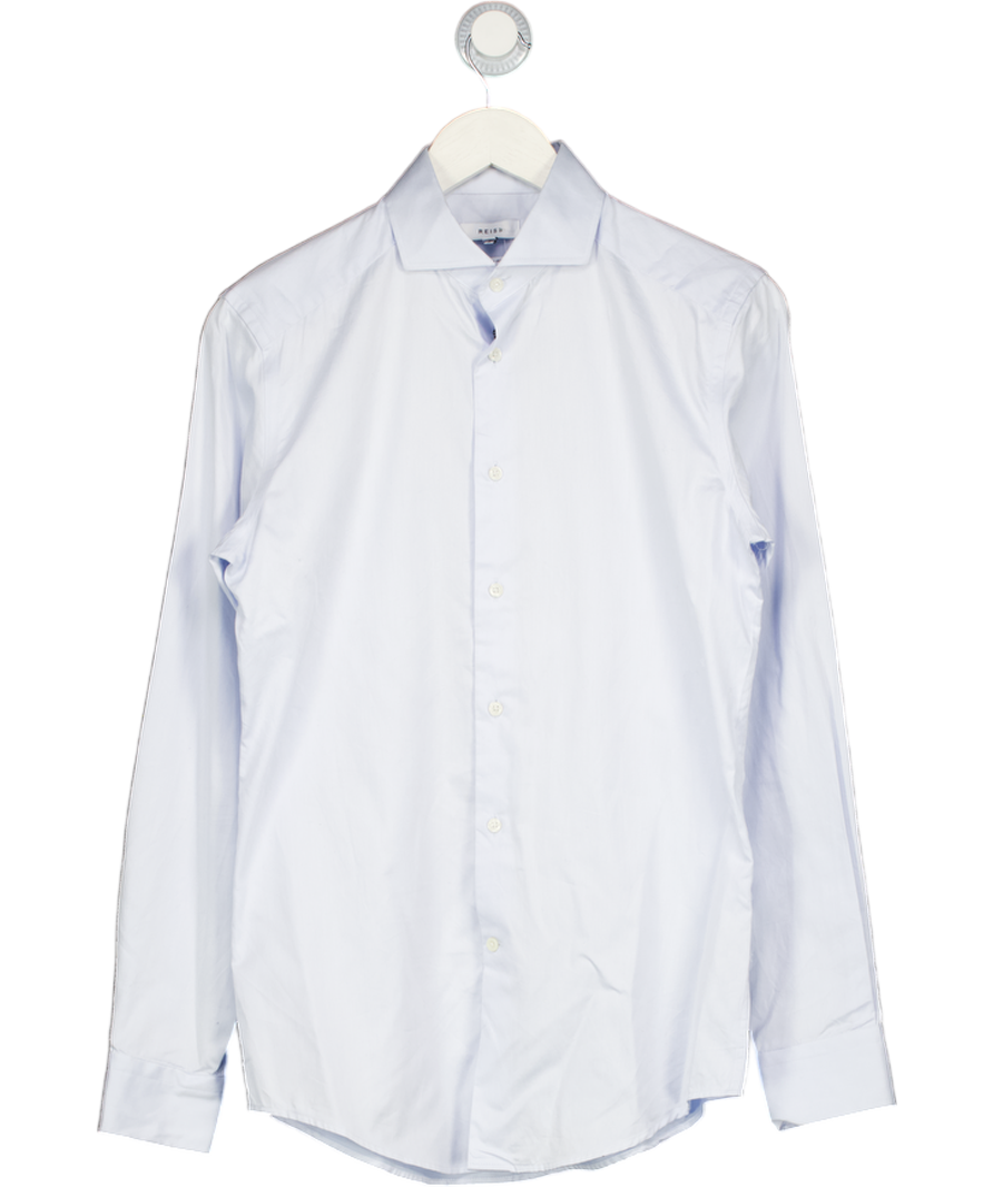 REISS Cotton-blend Jersey Cutaway-collar Shirt Slim-fit In Soft Blue UK S