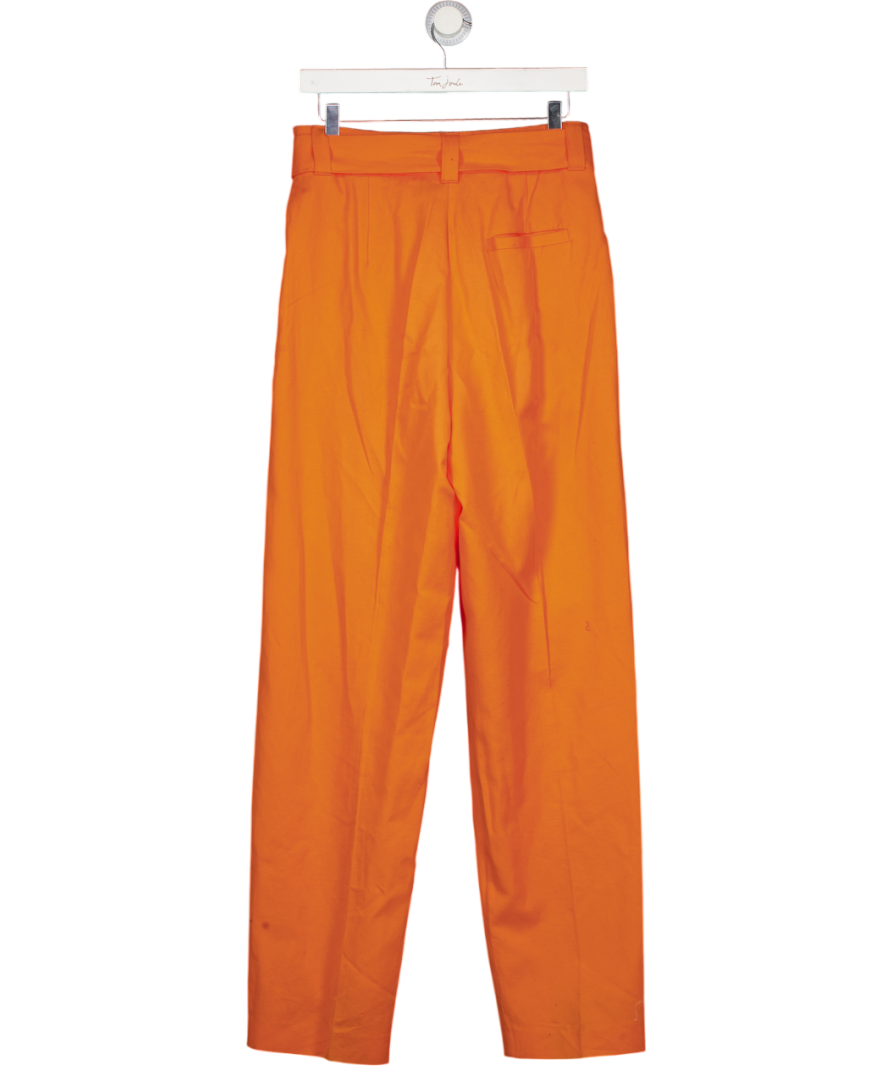 MSGM Orange Cotton & Linen Blend Tapered D-ring Belted Trousers It40 UK 8
