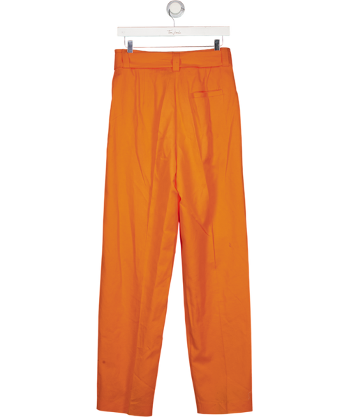 MSGM Orange Cotton & Linen Blend Tapered D-ring Belted Trousers It40 UK 8