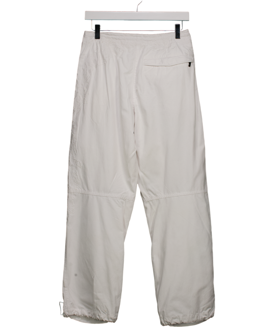 MAHARISHI Vintage White Embroidered Cargo Trousers UK S