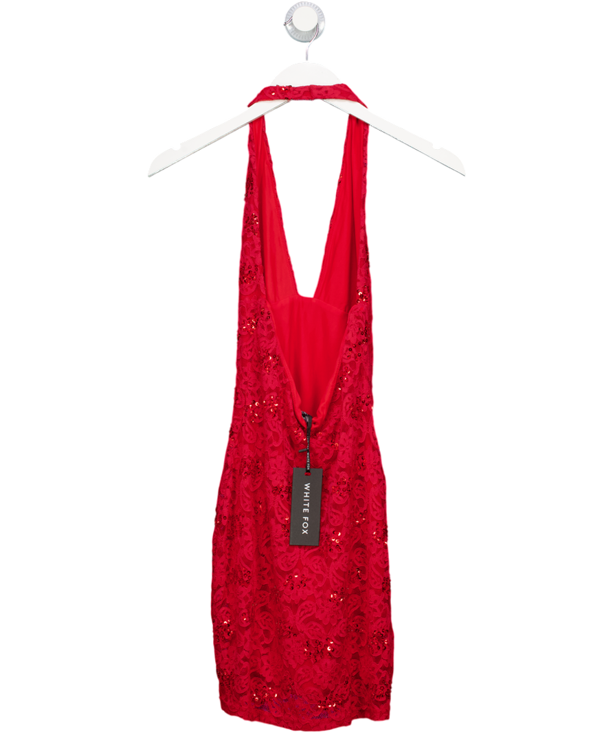 White Fox Red Disco Damage Lace Mini Dress UK S