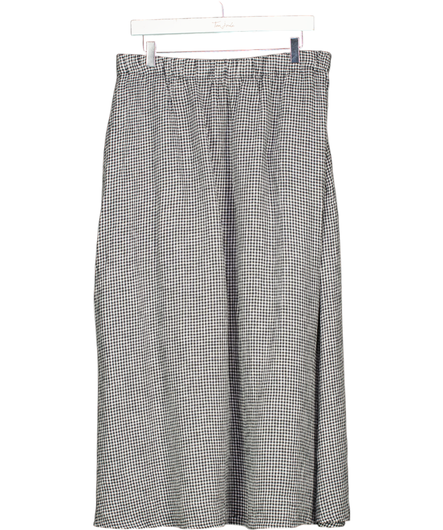 EILEEN FISHER Black Puckered Organic Linen Pocket Midi Skirt UK M