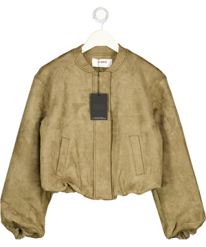 4th & Reckless Lorna Olive Green Faux Suede Bomber Jacket UK 8