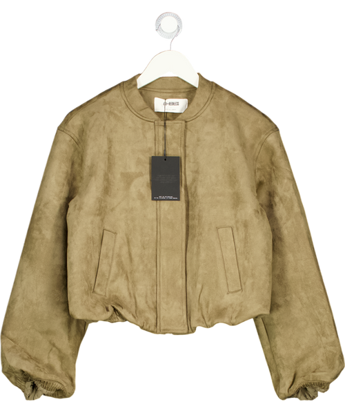 4th & Reckless Lorna Olive Green Faux Suede Bomber Jacket UK 8