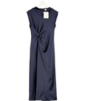 TANYA TAYLOR Figure Hugging Navy Blue Scuba Satin Midi Dress Sz0 UK XS