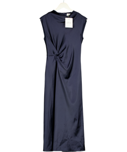TANYA TAYLOR Figure Hugging Navy Blue Scuba Satin Midi Dress Sz0 UK XS