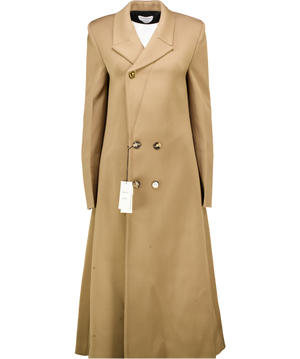 BOTTEGA VENETA Beige Double-breasted Stretch Wool Coat With Gold Hardware Detail It40 UK 8