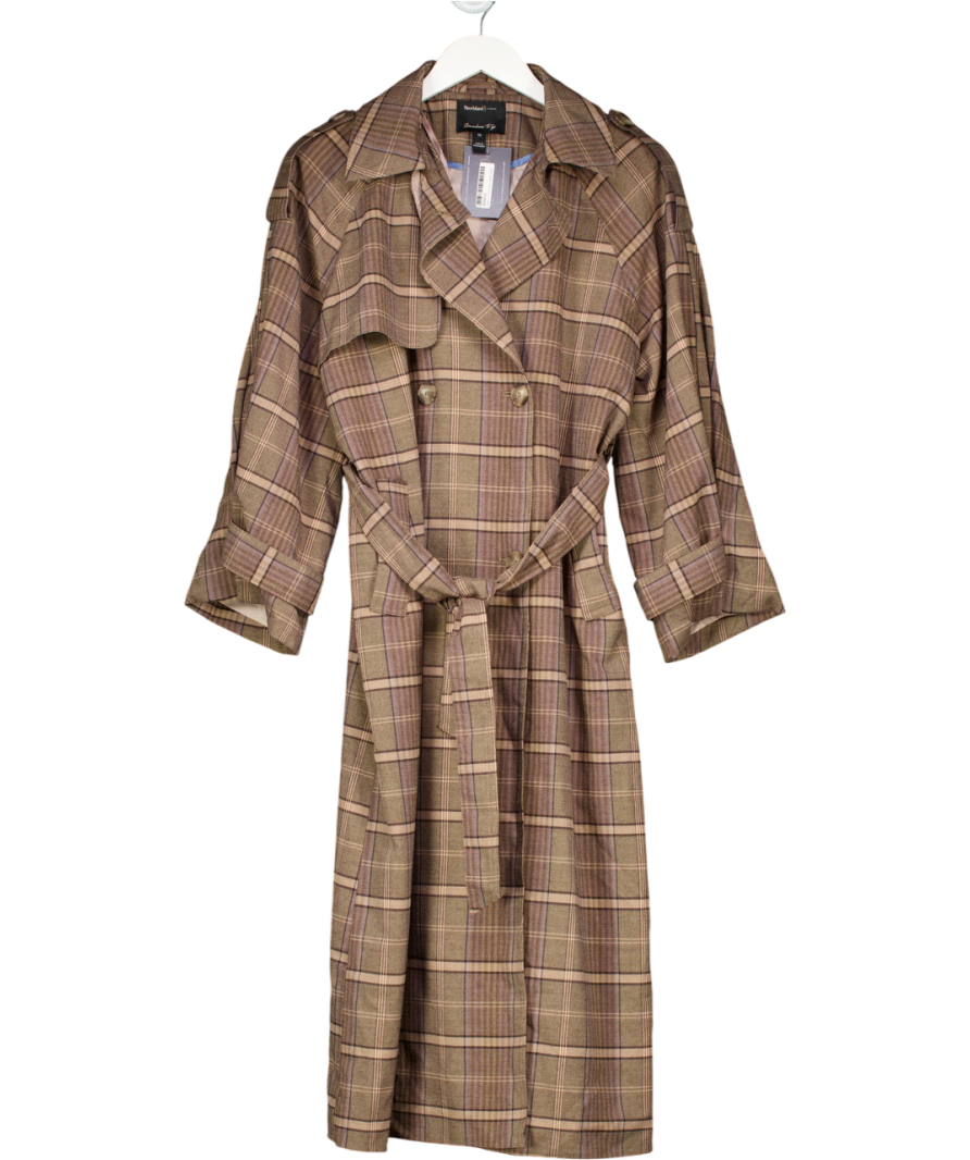 River Island Multicoloured Check Trench Coat UK XS