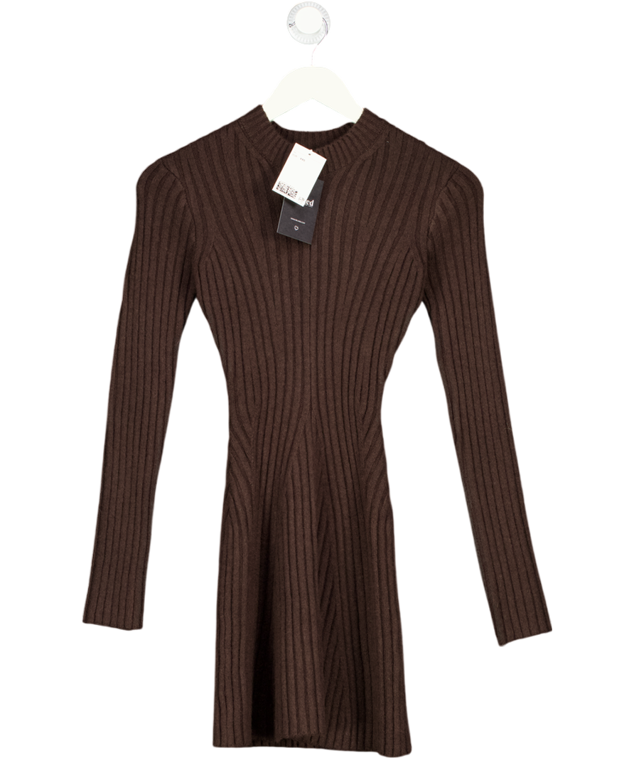 hm sweater dress Mini in Luxe Merino neckline and buttons down the front H&M Knitted Brown Turtleneck Dress