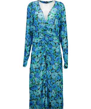 ROTATE BIRGER CHRISTENSEN Blue Floral-print Chiffon Maxi Dress UK 10