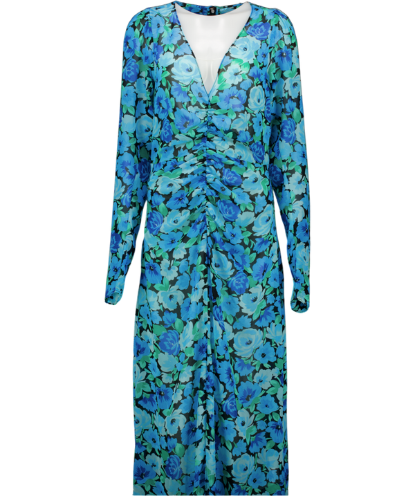 ROTATE BIRGER CHRISTENSEN Blue Floral-print Chiffon Maxi Dress UK 10