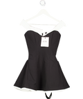 LEAU Ramona Contrast Corset Babydoll Mini Dress - Black UK XS