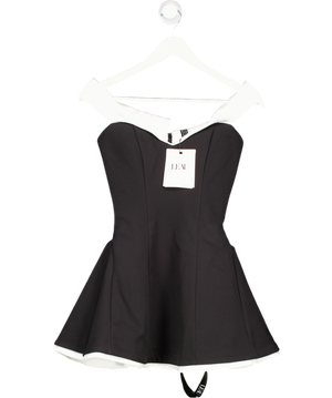 LEAU Ramona Contrast Corset Babydoll Mini Dress - Black UK XS