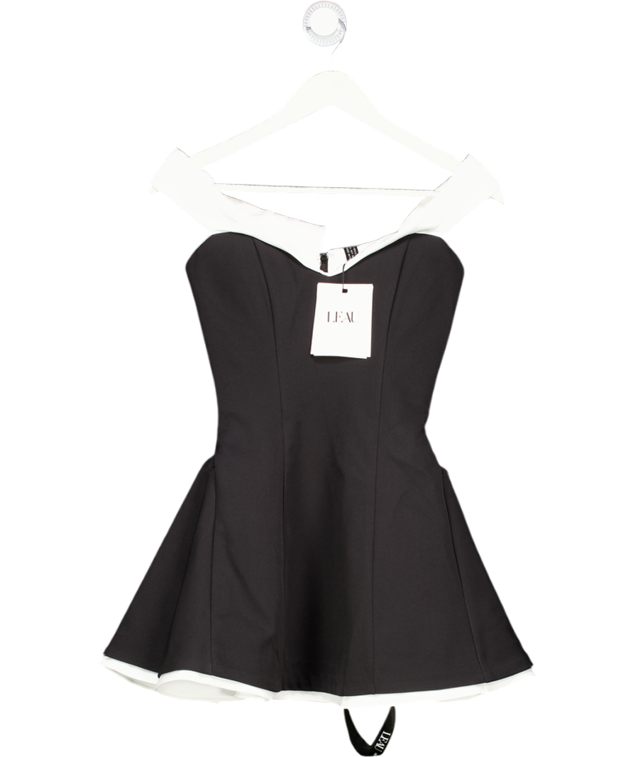 LEAU Ramona Contrast Corset Babydoll Mini Dress - Black UK XS