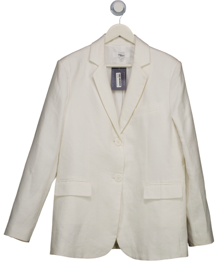 Style Addict White Linen Oversized Blazer UK M