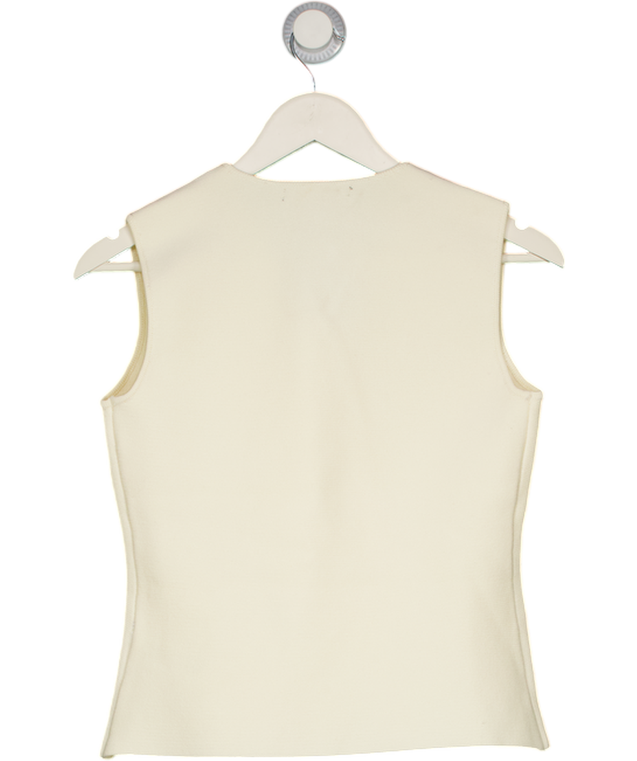 THREADBARE Compact Knit Waistcoat With Gold Button In Cream UK 8