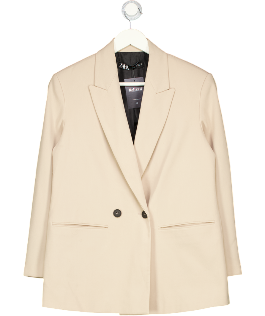 ZARA Beige Double Beasted Blazer UK XS