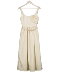 SELF PORTRAIT Cream Bridal Floral-appliqué Satin Midi Dress UK 4
