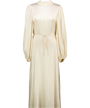 SHONA JOY La Lune Cream Satin High Neck Open Back Maxi Dress UK 10