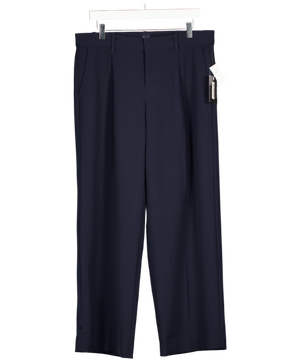 GAP Navy Blue 365 Low Waisted Pleated Wide-leg Trousers UK 10