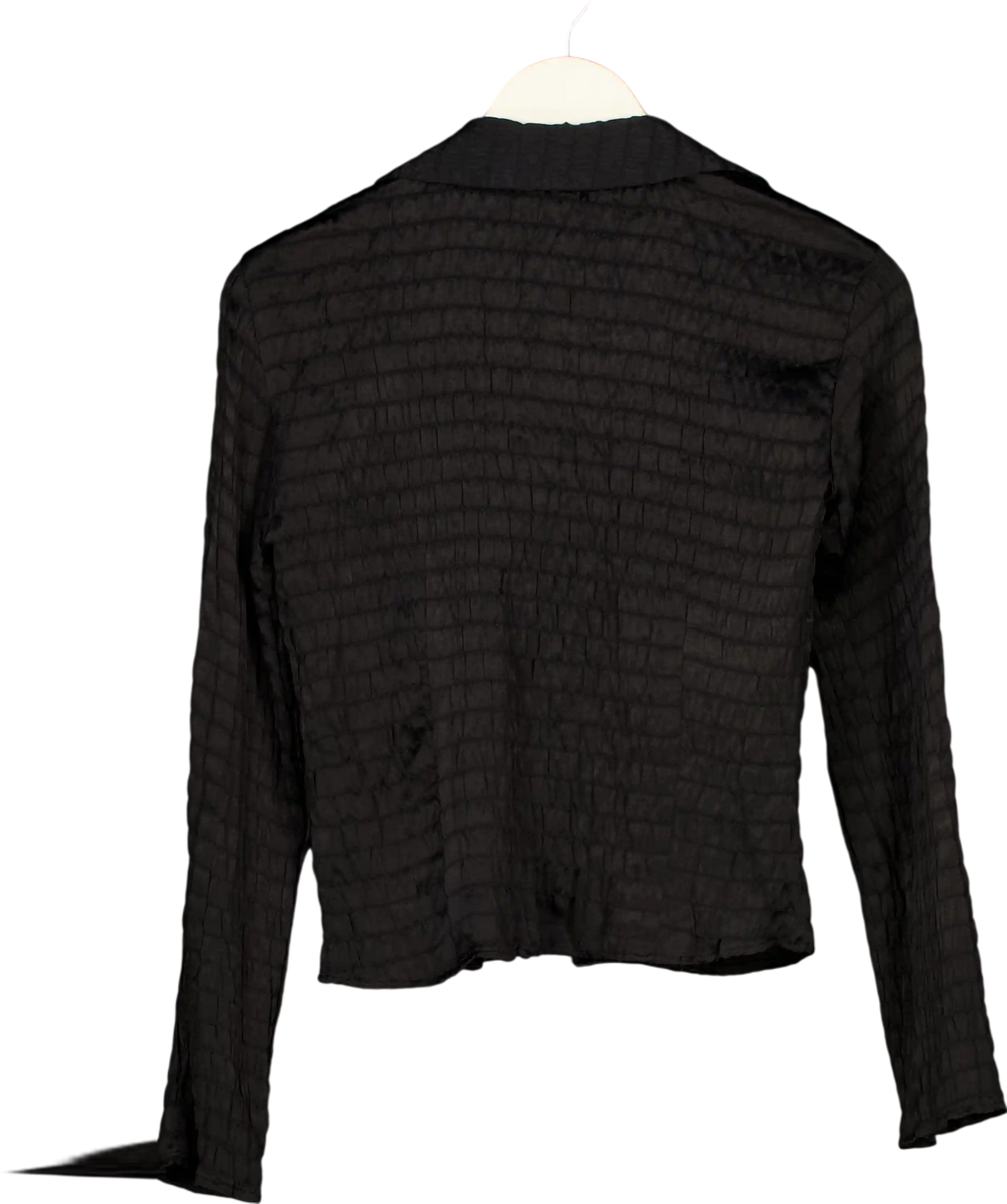ZARA Black Textured Satin Shirt UK XS