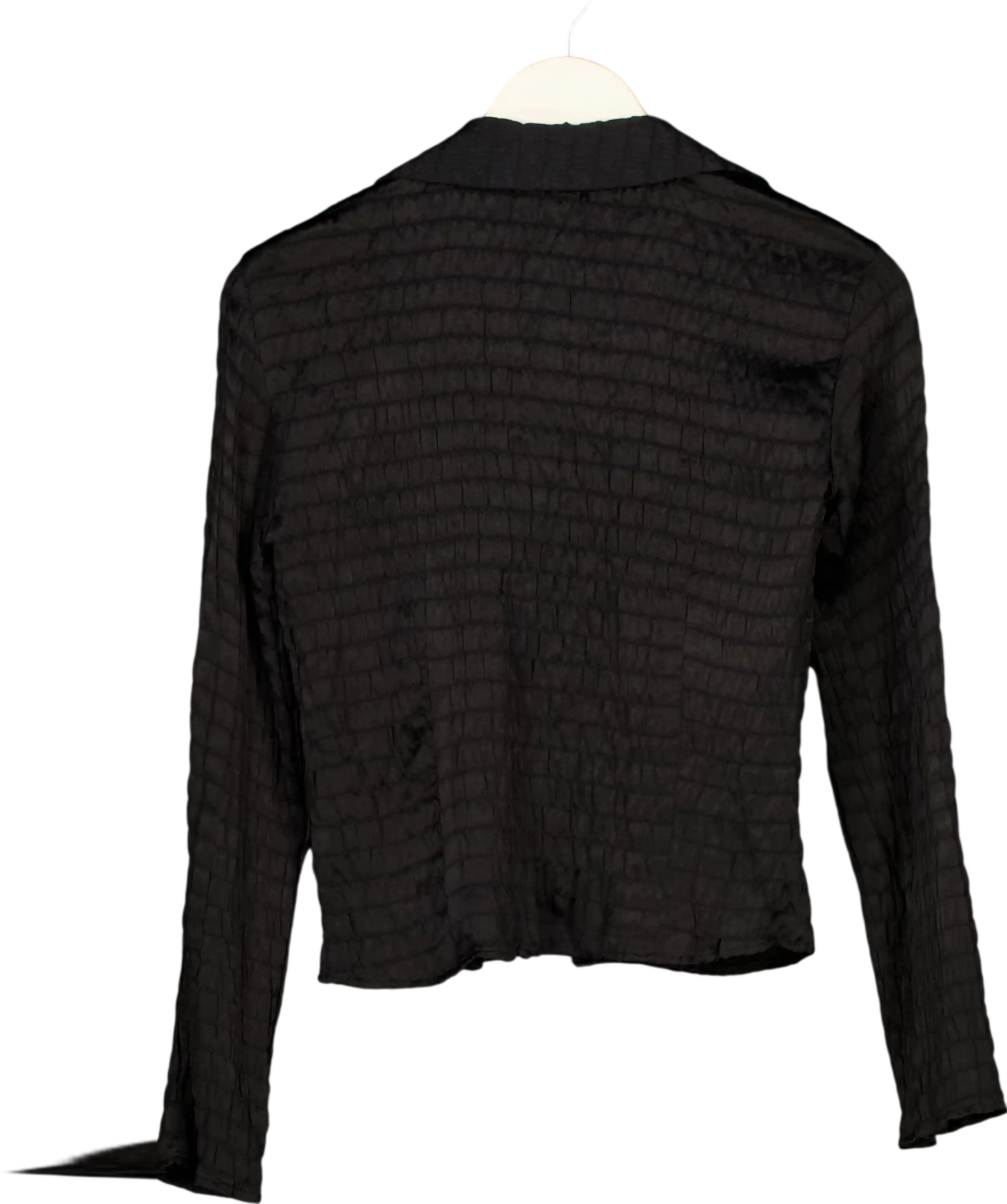 ZARA Black Textured Satin Shirt UK XS