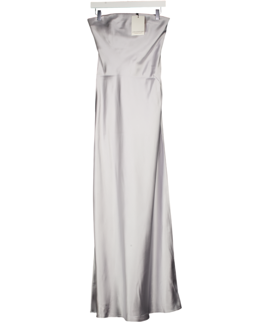 Christopher Esber Metallic Palladium Strapless Satin Dress UK 8