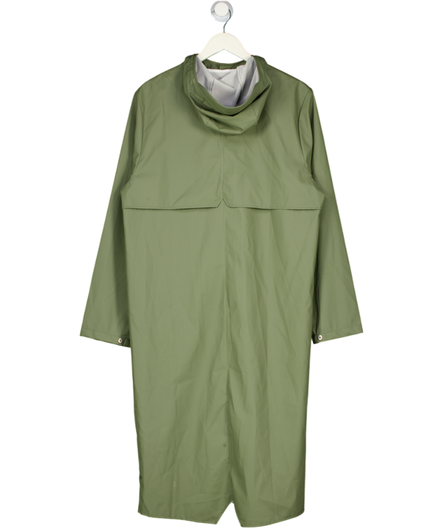 RAINS Khaki Green Long Rain Coat UK XS/S