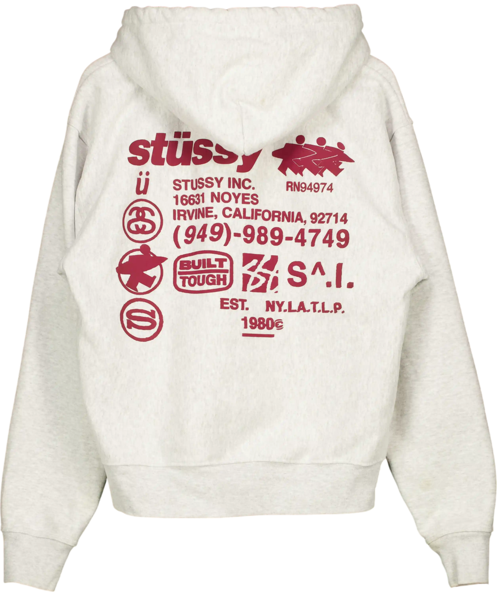 Stüssy Grey Zip Up Hoodie UK M