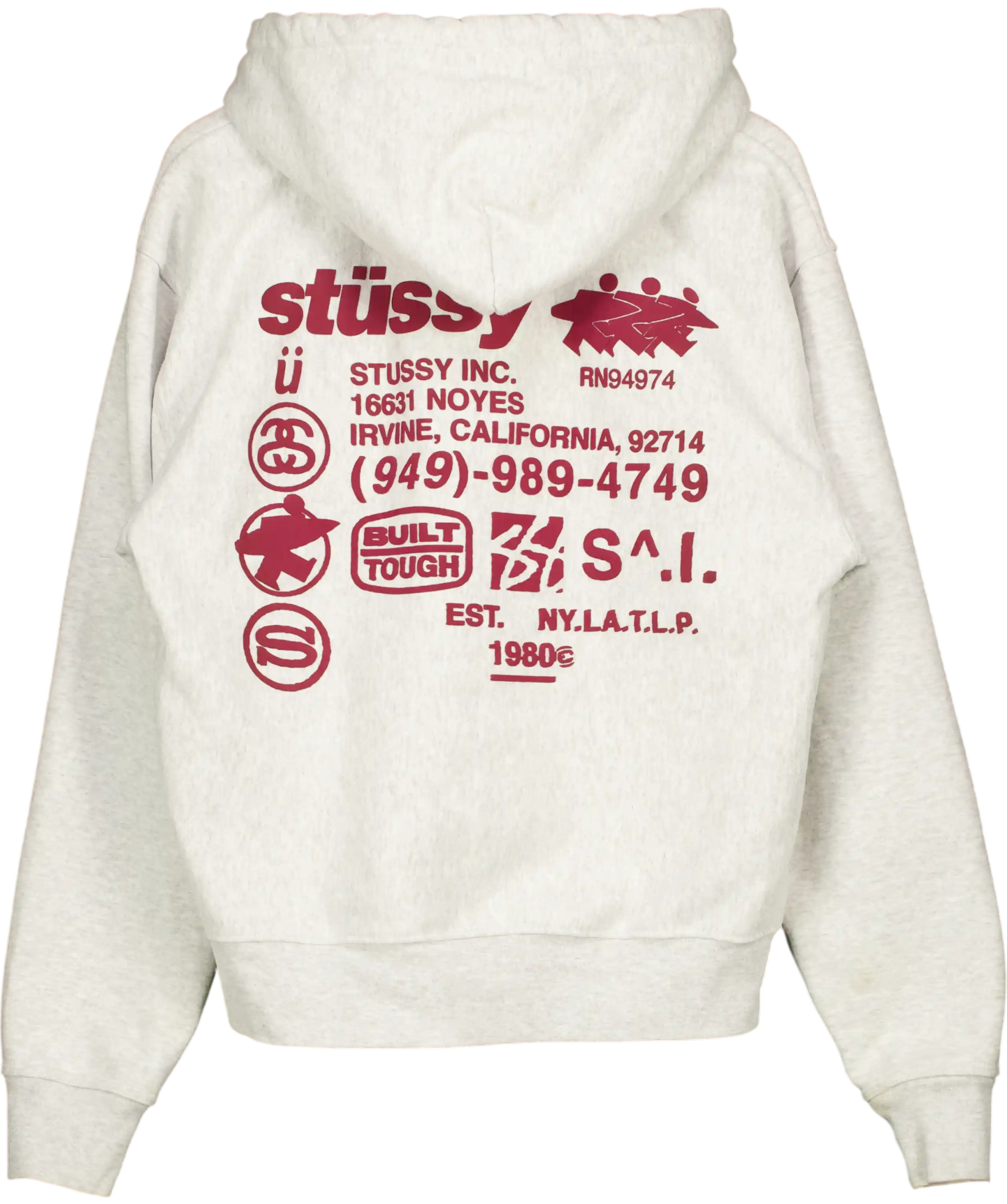 Stüssy Grey Zip Up Hoodie UK M