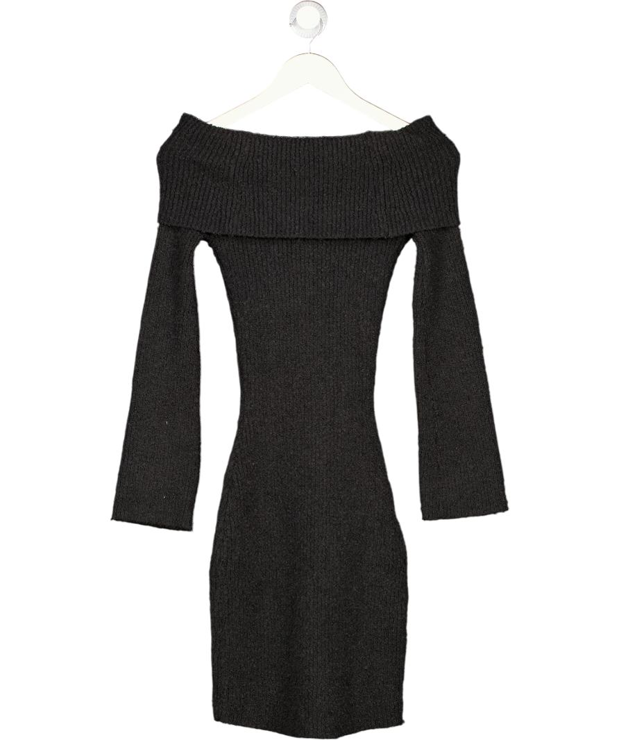 PRETTY LAVISH Black Knitted Off The Shoulder Dress UK XS