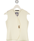 THREADBARE Compact Knit Waistcoat With Gold Button In Cream UK 8