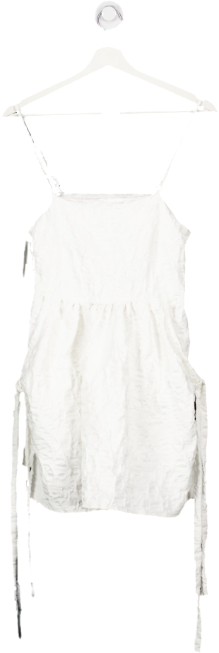 ASOS White Smock Dress With Side Ties On Pocket UK 8