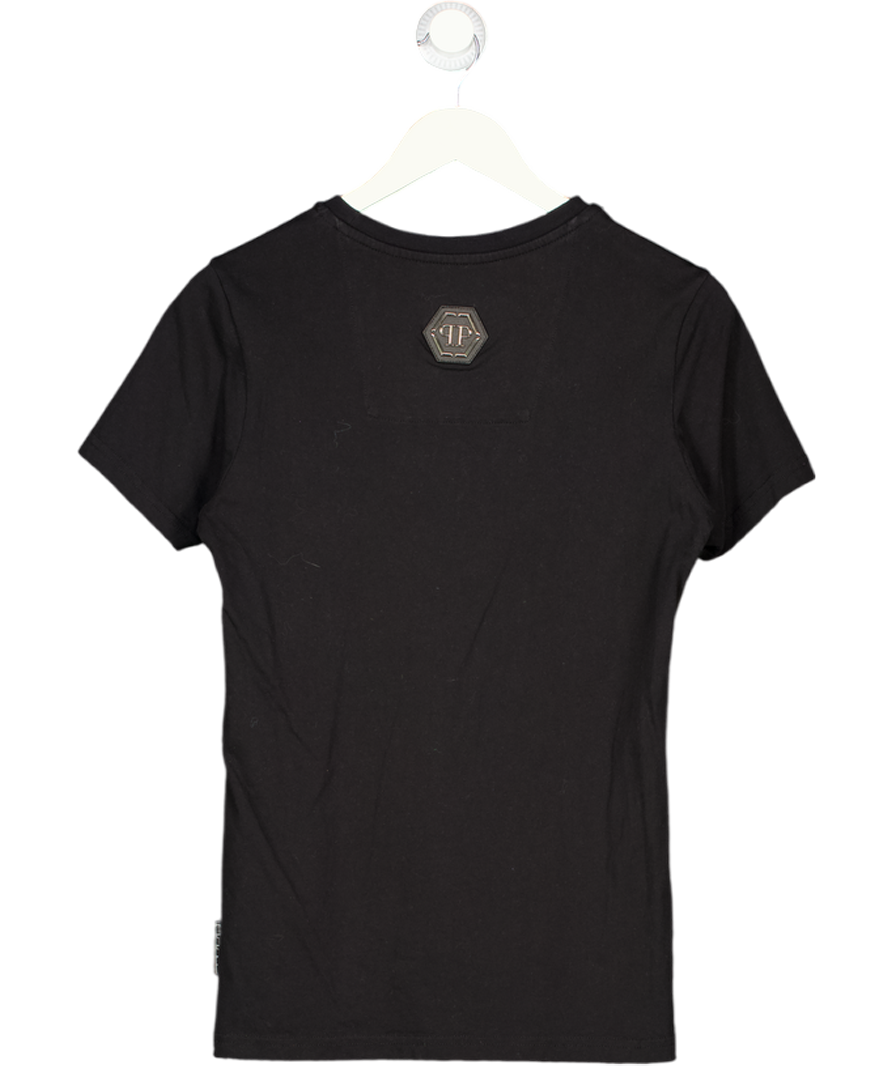 PHILLIP PLEIN Black  / Red Crystal Embellished "moneyman" T-shirt UK S