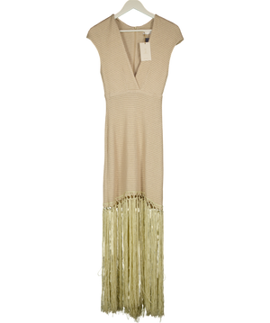 KA'IMIMA Metallic Beige Iris Dress UK S