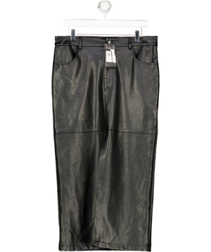 Primark Black Faux Leather Midi Skirt UK 14