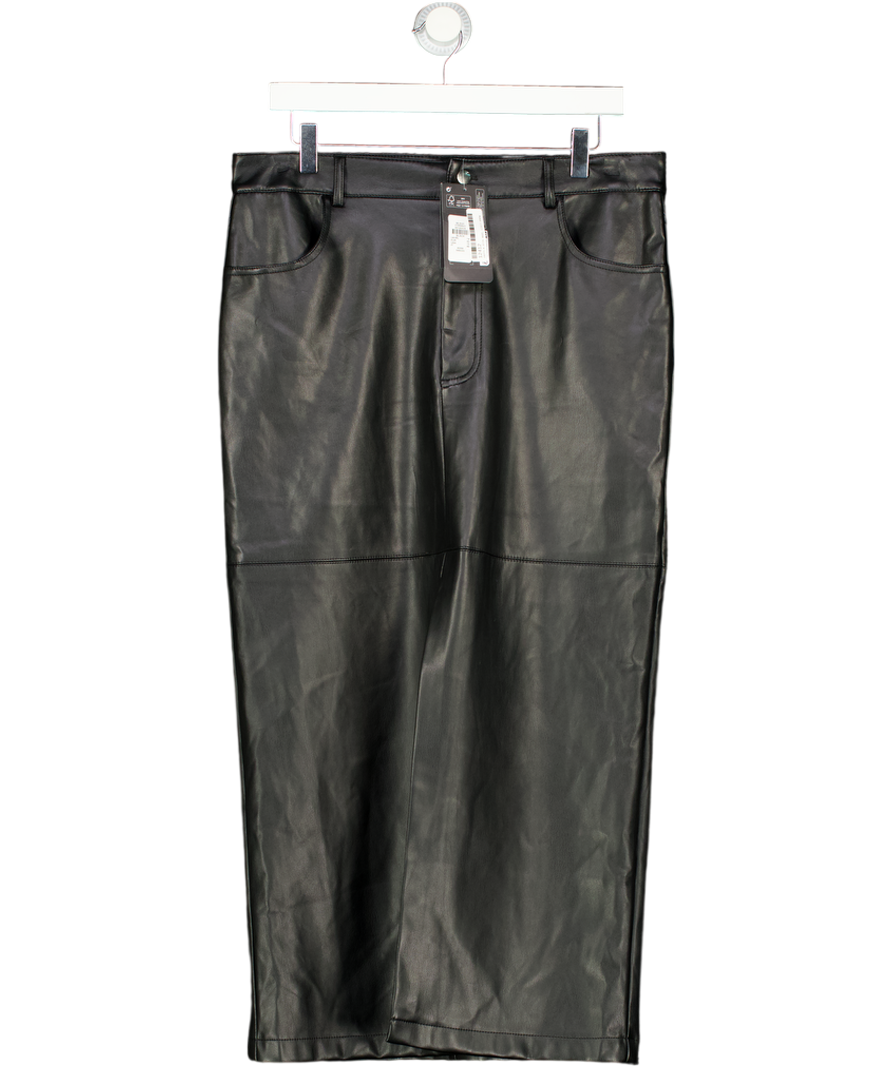 Primark Black Faux Leather Midi Skirt UK 14 – Reliked