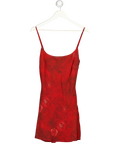WHITE FOX Red Floral Print Red Mesh Mini Dresss UK S