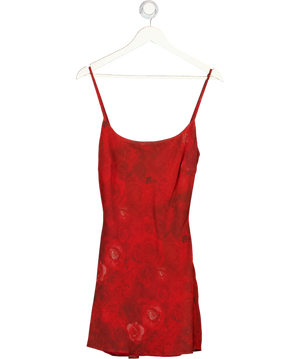 WHITE FOX Red Floral Print Red Mesh Mini Dresss UK S