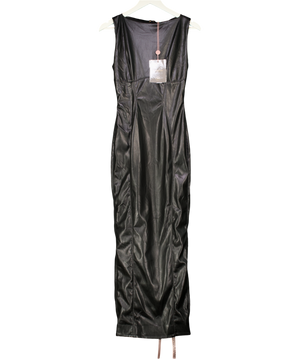 House of CB Sahara Black Vegan Leather Maxi Dress - Plus Cup UK S