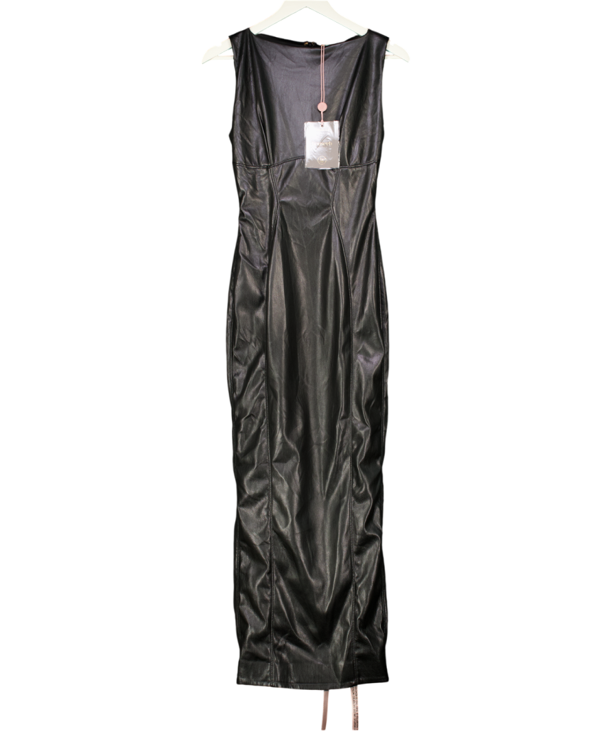 House of CB Sahara Black Vegan Leather Maxi Dress - Plus Cup UK S