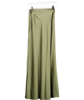 MANGO Khaki Green Side Slit Satin Skirt UK 6