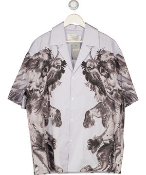fenG CHen WANG Blue Printed Oversized Short Sleeve Shirt UK L