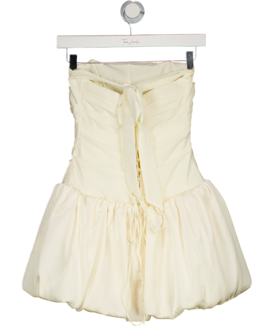 OH POLLY Cream Ludmila Halterneck Lace-up Bubble Hem Corset Micro Mini Dress In Ivory UK 8