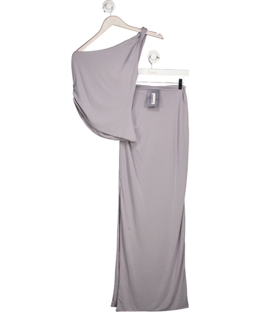 BAYSE 2-piece Grey One Shoulder Top and maxi skirt set UK S